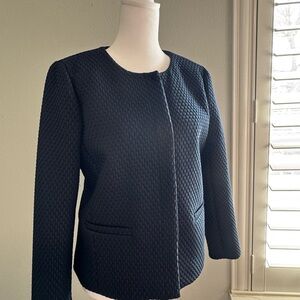 J. Crew Navy Textured Collarless Blazer